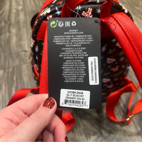 NWT! Loungefly Disney Mickey Mouse Ornament Holiday Mini Backpack - Picture 5 of 6